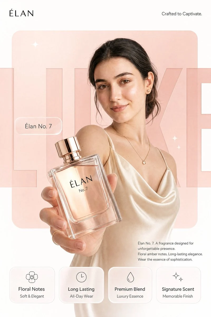 A photorealistic AI-generated premium product campaign poster featuring a modern smartphone held by a model, with a glowing background and crisp typography.