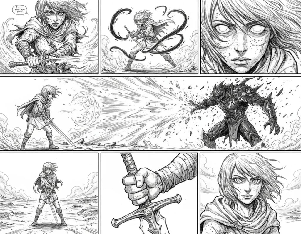 Comic Storyboard PromptGemini Flash Image (Nano Banana) Create a nine-panel comic based on the image content, using visuals and shots to tell a story.Gemini Flash Image (Nano Banana)