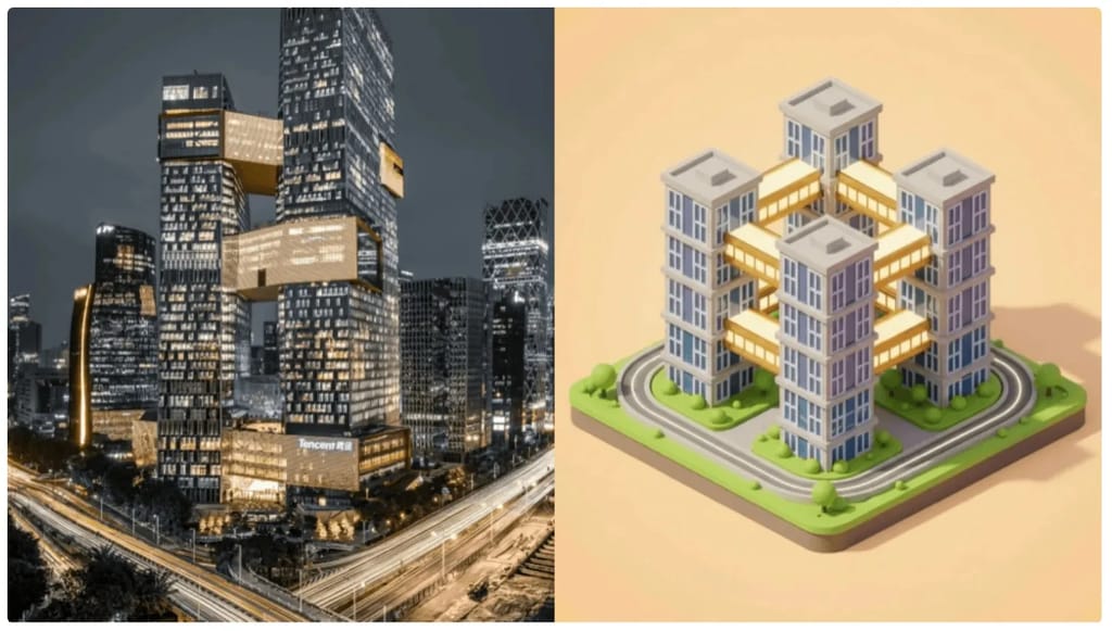 Isometric Building TileGemini Flash Image (Nano Banana) turn this photograph of a building into a isometric tile, in the style of the five other 3D rendered images.Gemini Flash Image (Nano Banana)